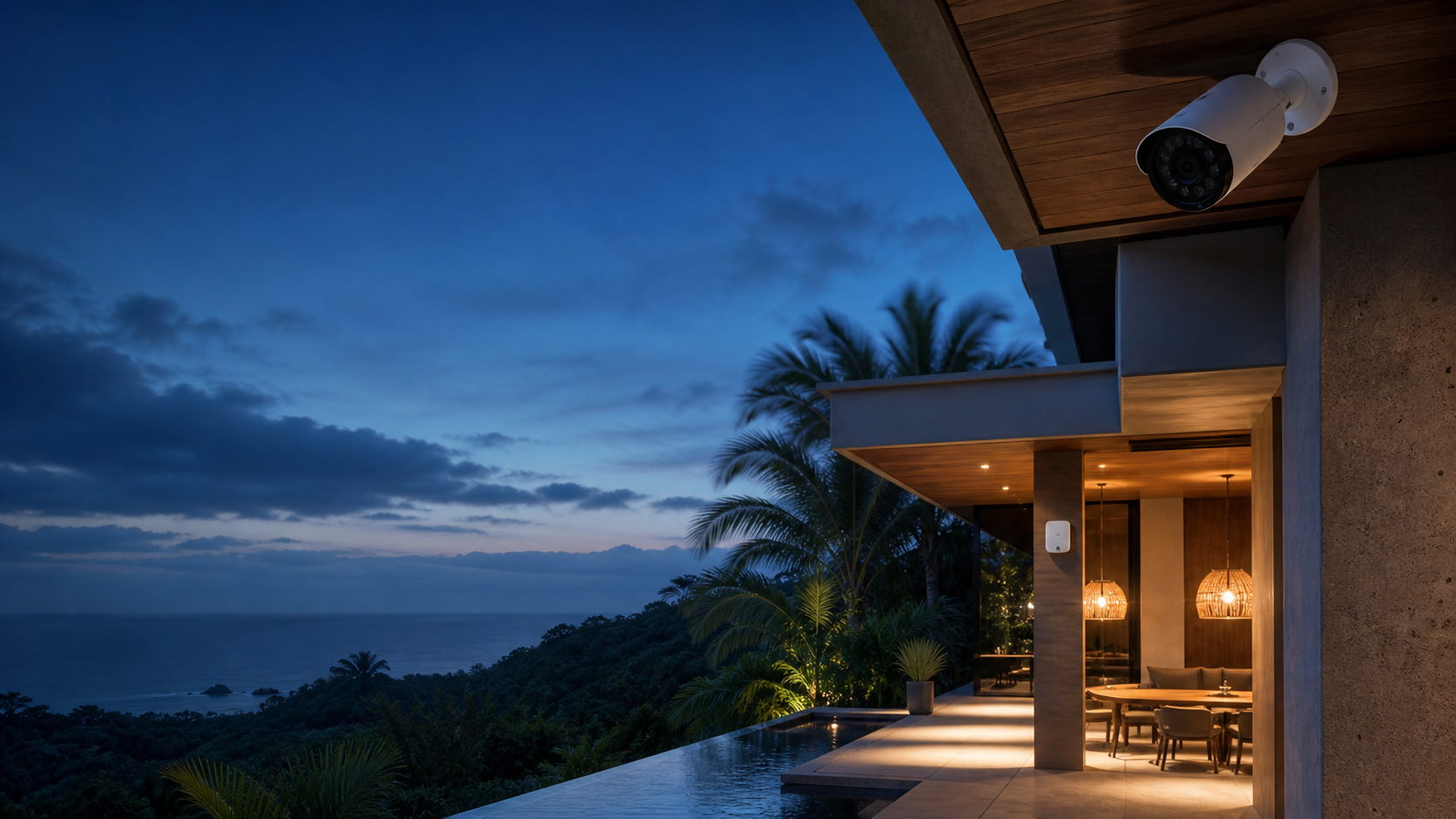 Villa tropical protegida con cámaras